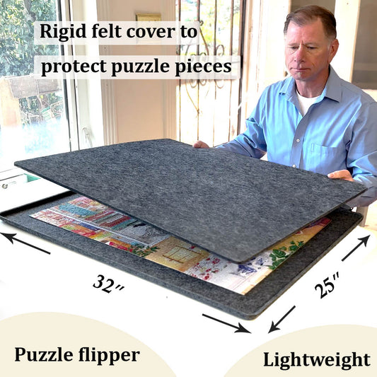 1000 Piece Felt Puzzle Board Flipper with Cover - Gray