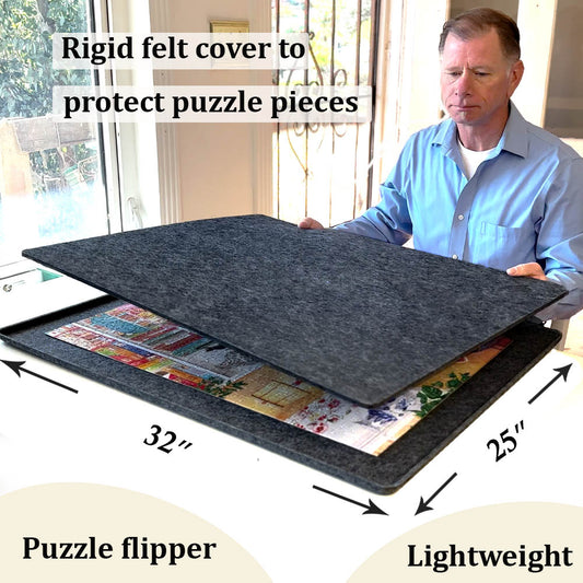 1000 Piece Puzzle Board with Rigid Felt Board Cover - Dark Grey