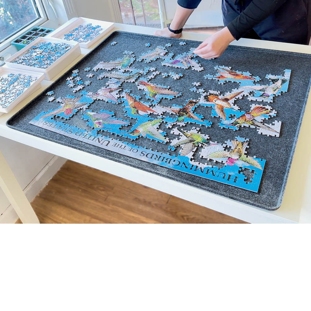 1000 Piece Felt Puzzle Board Flipper with Cover - Gray