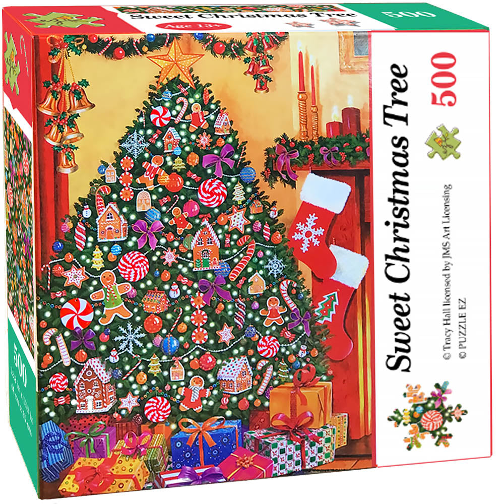 Blue & White Christmas Tree Puzzle 500