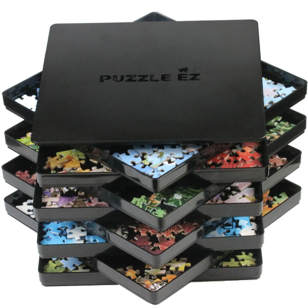 Puzzle sorting trays for storing and moving puzzle pieces