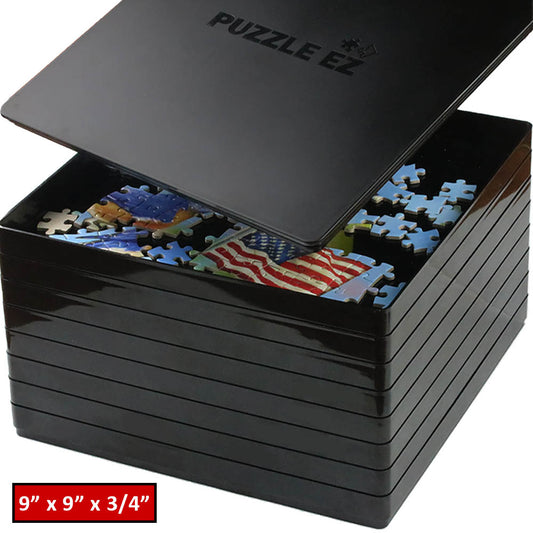 Larger Size! Puzzle Sorting Trays with Lid 9" x 9" Puzzle Organizer Hold Up to 1500 Pieces