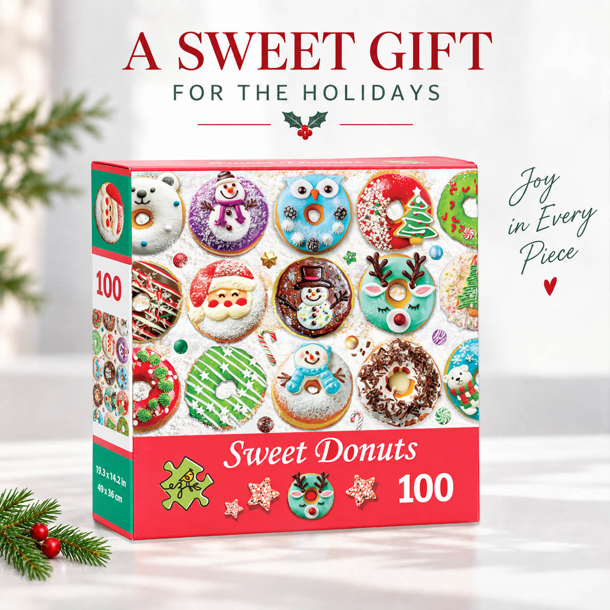 Christmas Puzzle 100 Piece for Kids Age 6 and up - Sweet Donuts