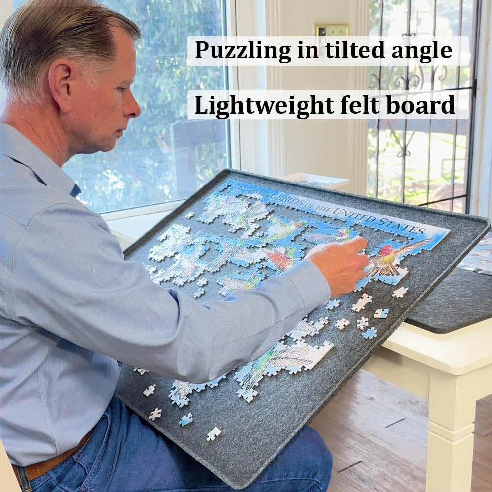 1000 Piece Felt Puzzle Board Flipper with Cover - Gray