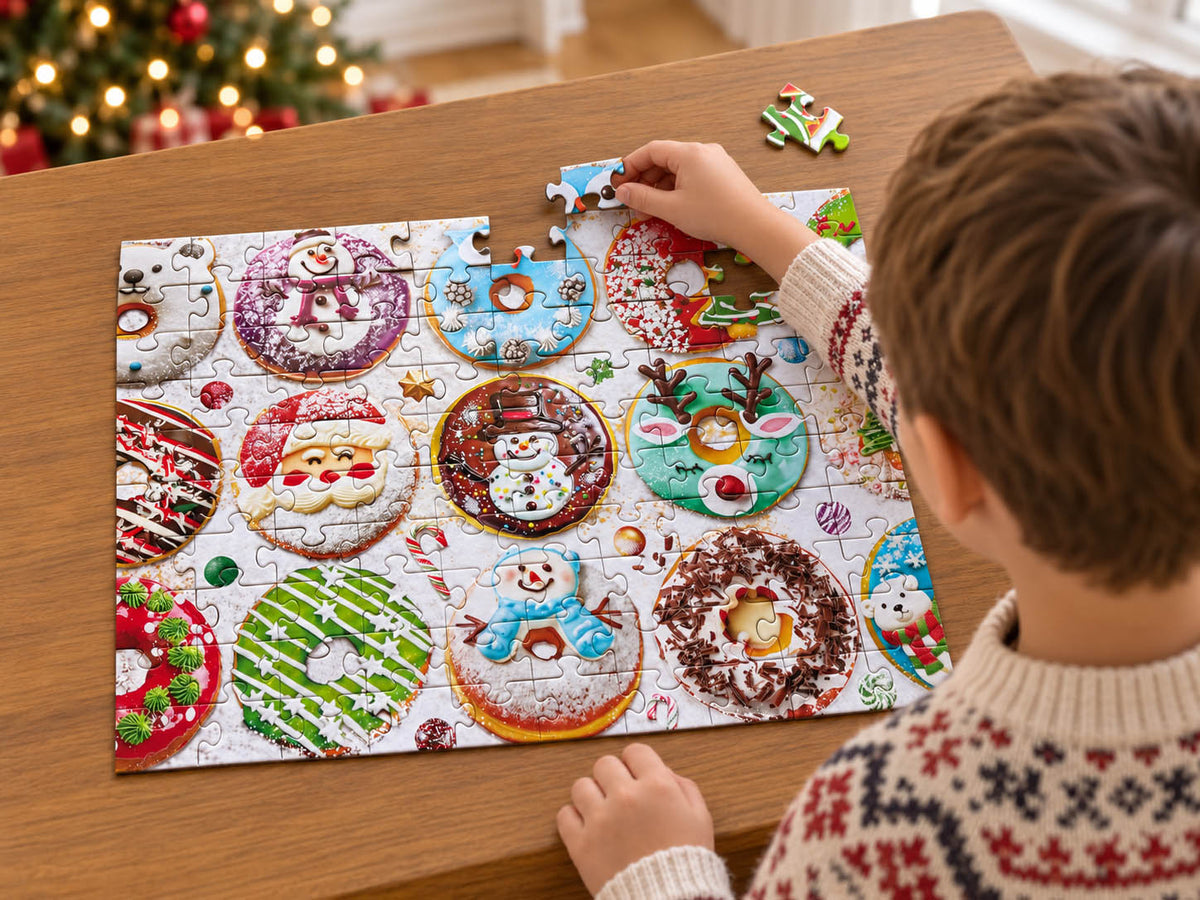 Christmas Puzzle 100 Piece for Kids Age 6 and up - Sweet Donuts