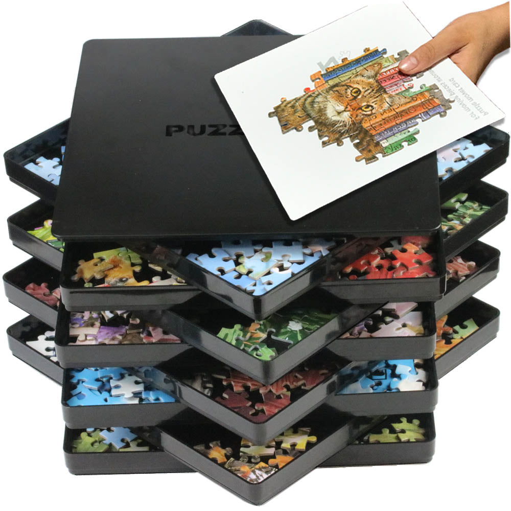 Larger Size! Puzzle Sorting Trays with Lid 9" x 9" Puzzle Organizer Hold Up to 1500 Pieces