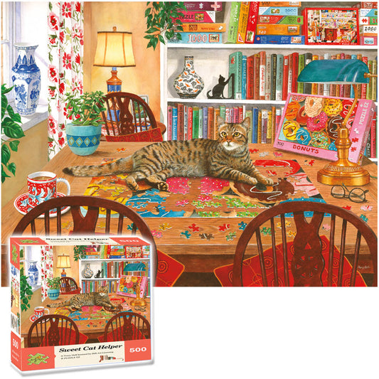500 Piece Cat & bookshelf Puzzle