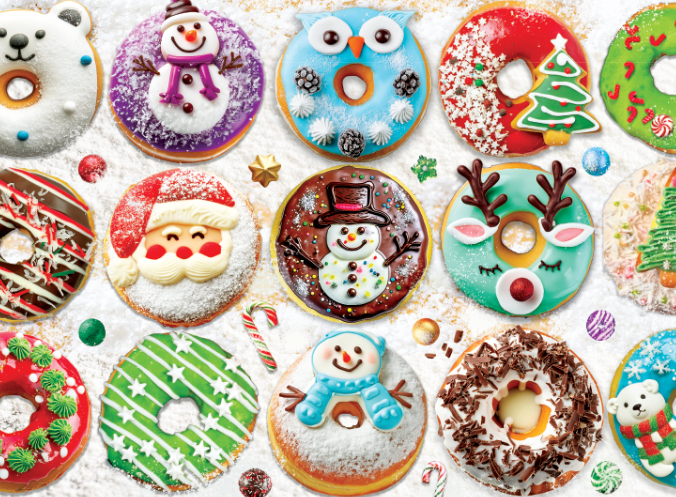 Christmas Puzzle 100 Piece for Kids Age 6 and up - Sweet Donuts