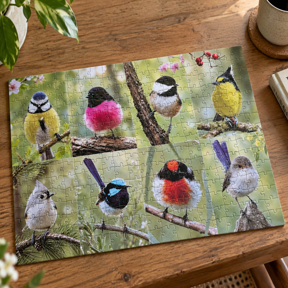 300 Piece Bird Puzzle for Adults – Colorful Real Birds Photos Collage