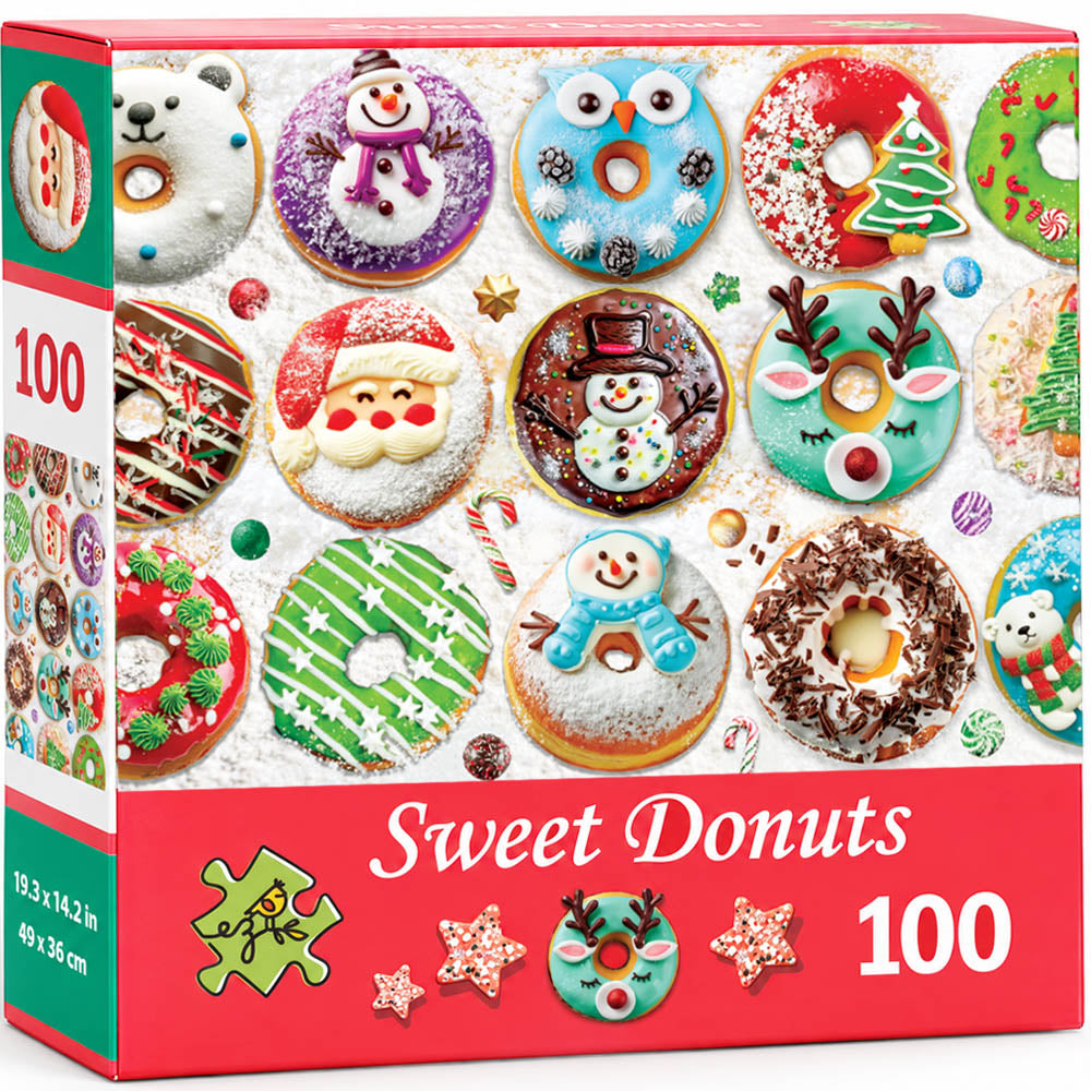 Christmas Puzzle 100 Piece for Kids Age 6 and up - Sweet Donuts