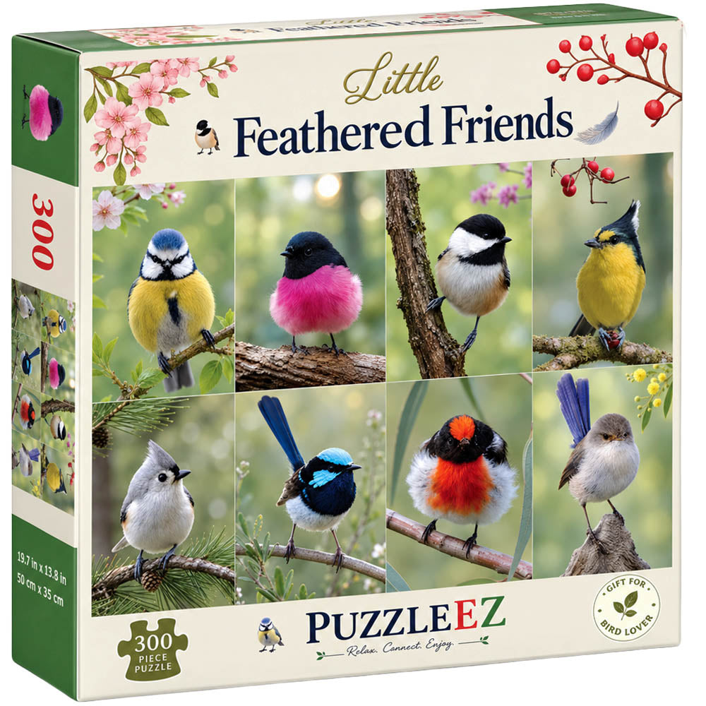 300 Piece Bird Puzzle for Adults – Colorful Real Birds Photos Collage