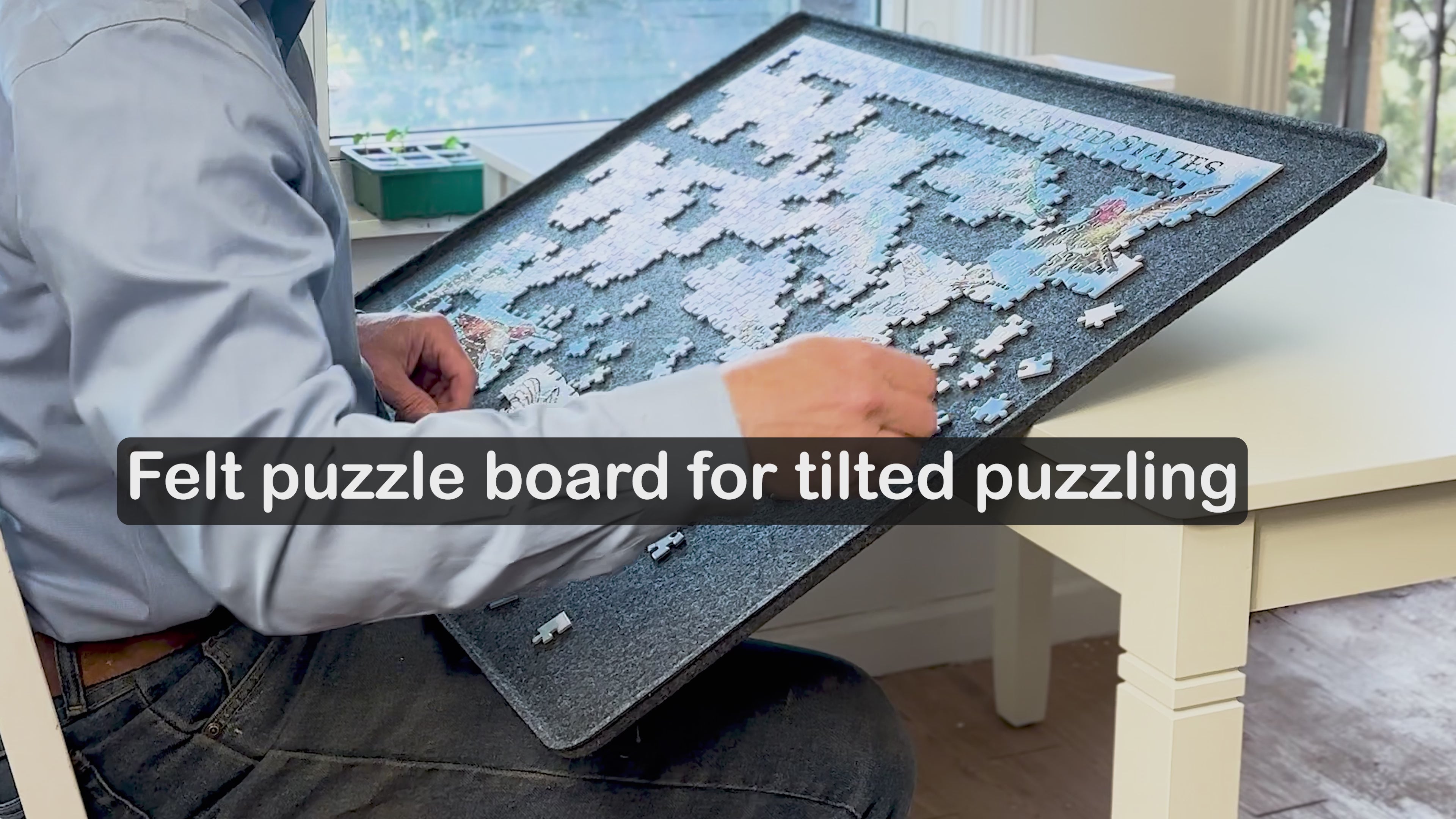 1000 Piece Puzzle Board with Rigid Felt Board Cover - Dark Grey