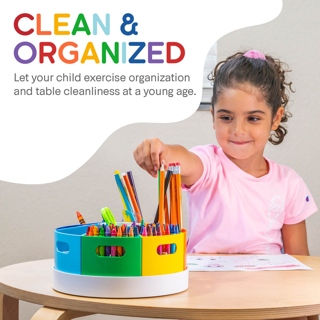 Crayon Organizer and Storage Lazy Susan School Art Supplies Caddy
