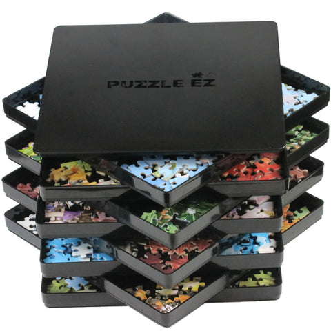 Larger Size! Puzzle Sorting Trays with Lid 9" x 9" Puzzle Organizer Hold Up to 1500 Pieces